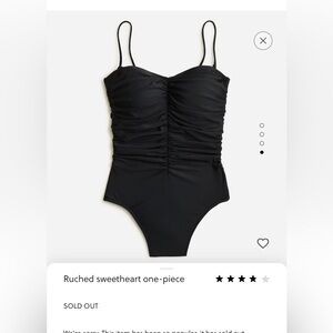 J.crew ruched sweetheart one piece bathing suit black size 2